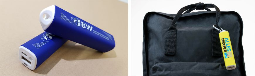 Einsatzbeispiele von Powerbanks bedruckt